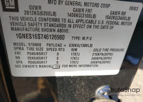 2004 Chevrolet Trailblazer Ext Ls z USA, uszkodzony, nr VIN 1GNES16S746126980